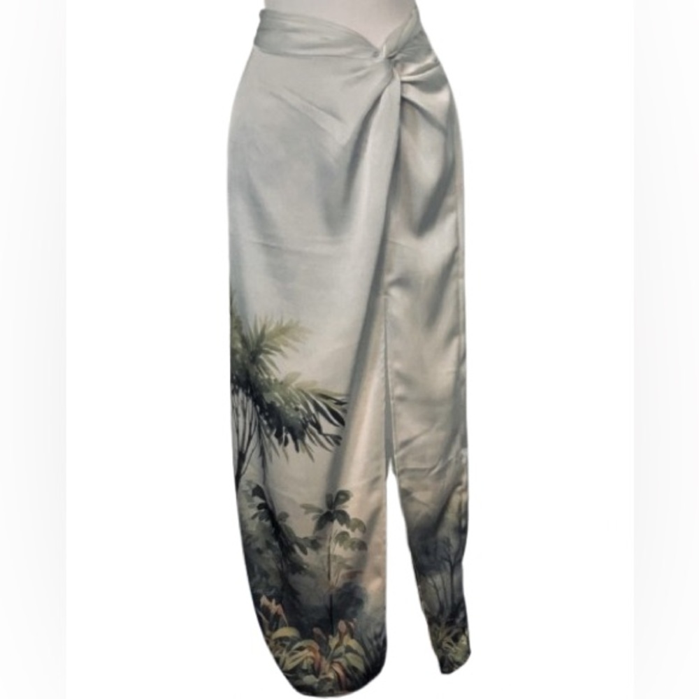 Tropical Skirt Maxi Rachel Zoe Small Blue Skirt palm Tree Beach Skirt Floral